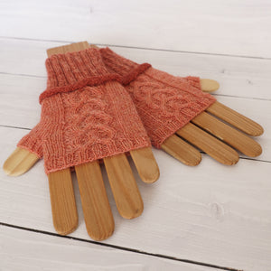 【編み図】ハート模様の指なし手袋/ミトン（pdfファイル）
